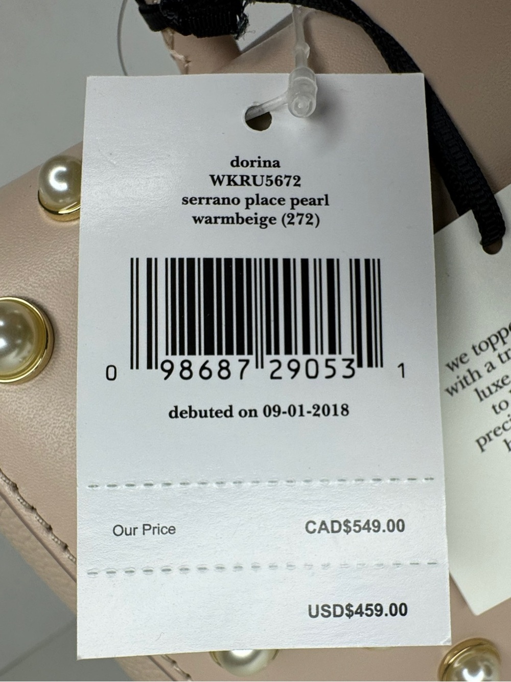 Kate Spade New York Serrano Place Pearl Dorina Beige Pink 249369 Bag NWT - Picture 8 of 16
